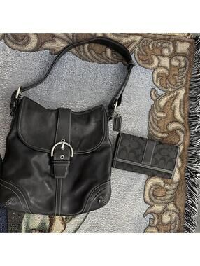 vintage Y2K coach leather shoulder bag  9480 with matching wallet